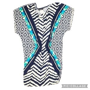 Carmen Marc Valvo Swimwear Eyecat Chevron and Abstract Print Swim Coverup